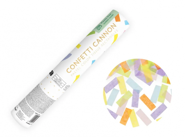 Konfettikanone - Papier - pastellfarbene Streifen - 20cm