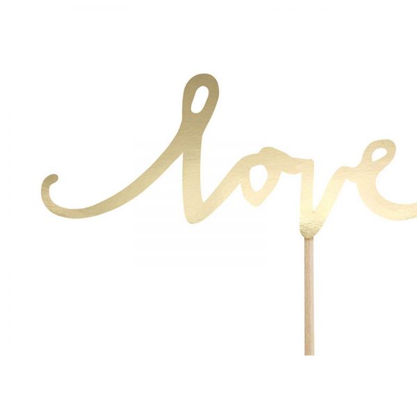 Cake & Cupcake Topper - "Love. Sweet & Yum" - Gold - 6 Stück