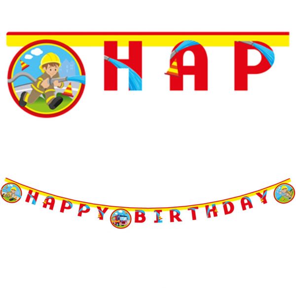Banner/Girlande - Feuerwehr - Happy Birthday - 1.9m
