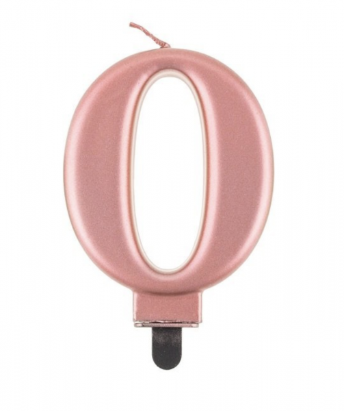 Kerze - Zahl - 0 - Rosegold - 8cm