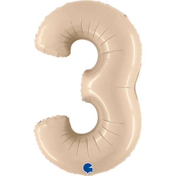 Folienballon - Zahl - 3 - Satin Creme - 102cm