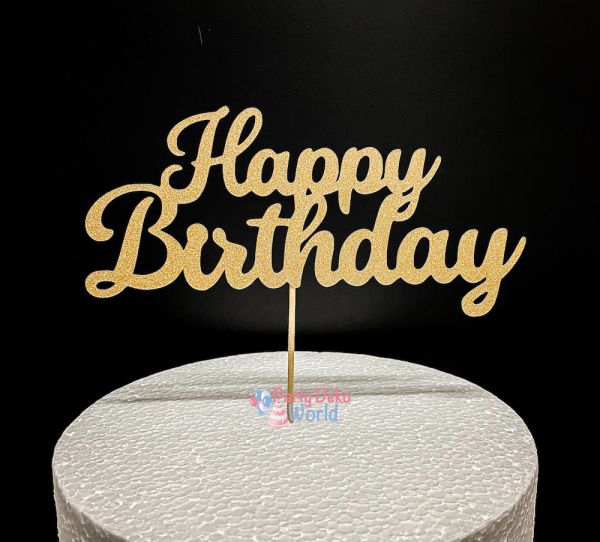Caketopper - Papier - Rosegold Glitzer - Geburtstag - Happy Birthday - 19,5 cm