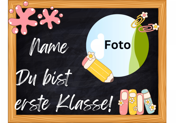 Einschulung Tortenaufleger 21 x 27 cm Rechteckig aus Fondantpapier