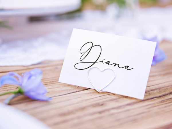 Tischkartenhalter - Herzen - Silber - 10 Stück