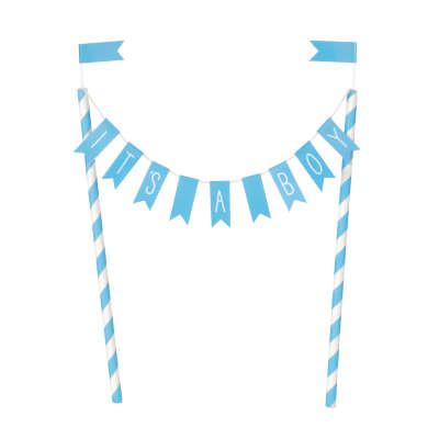 Cake Topper - Wimpel - Its a Boy - Blau/Weiß