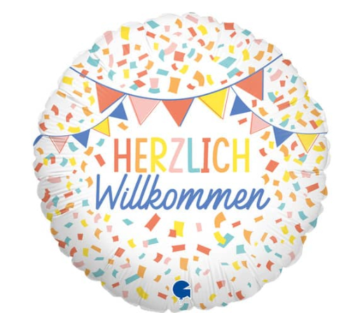 Folienballon-HERZLICH Willkommen -Ø 46cm