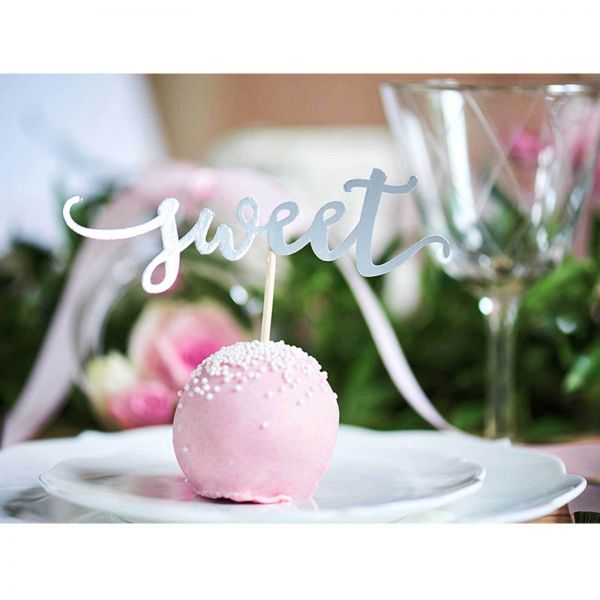 Cake & Cupcake Topper - "Love. Sweet & Yum" - Gold - 6 Stück