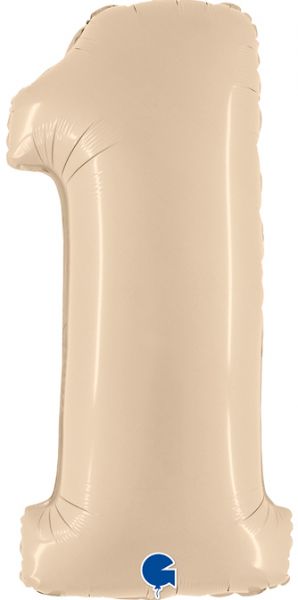 Folienballon - Zahl - 1 - Satin Creme - 102cm