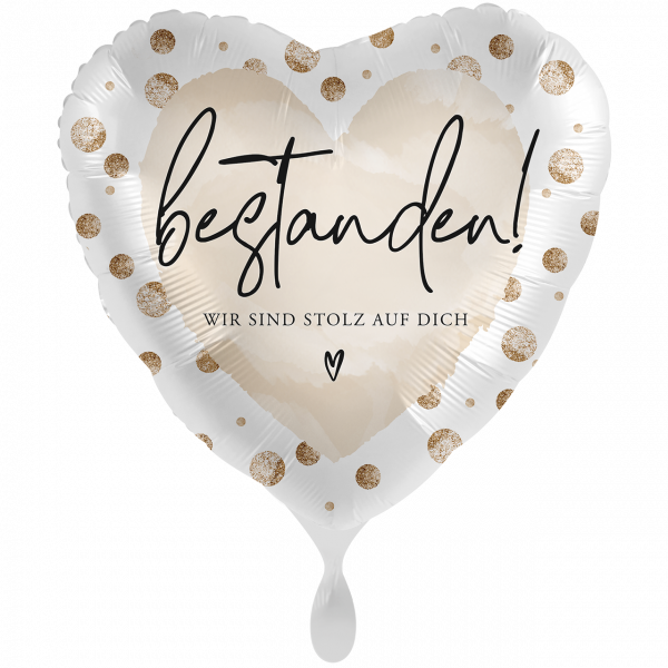 FolienballonXXL-Herz-Bestanden!Wir sind stolz auf dich-Ø 71cm