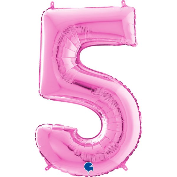 Folienballon - Zahl - 5 - Fuchsia - 66cm