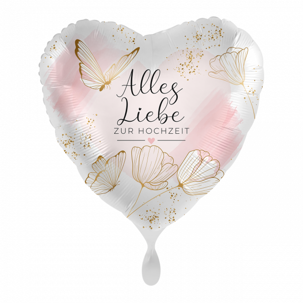 Folienballon-Herz-Alles Liebe zur Hochzeit-Ø 43cm