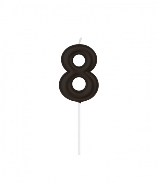 Kerze - Zahl - 8 - Schwarz - 6cm