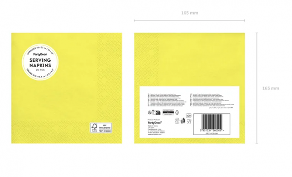 Servietten - Gelb - 33x33cm - 20 Stück