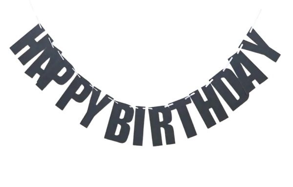 Girlande - Happy Birthday - Schwarz Glitzer - 2m