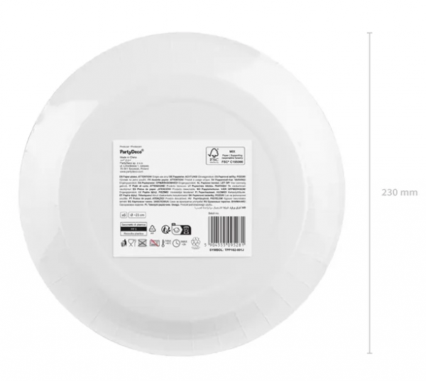 Teller - Papier - Blau - 23cm - 6 Stück