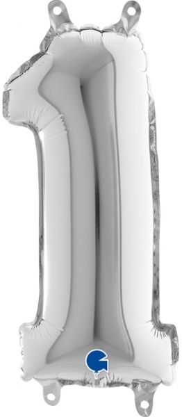 Folienballon - Zahl - 1 - Silber - 36cm