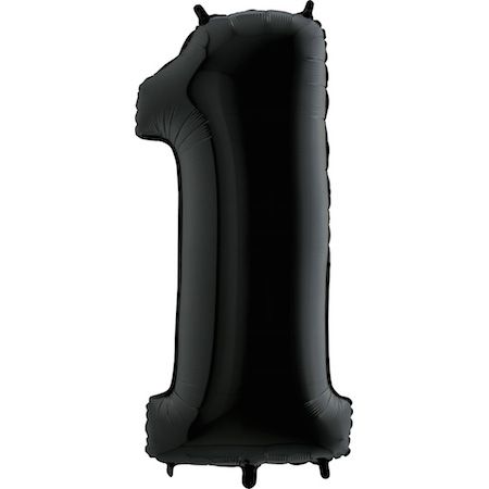 Folienballon - Zahl - 1 - Schwarz - 102cm