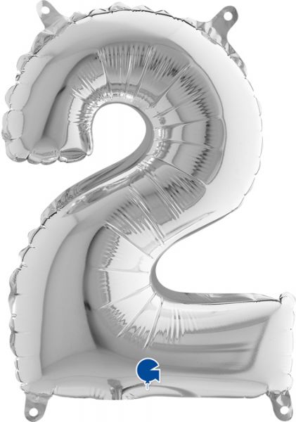 Folienballon - Zahl - 2 - Silber - 36cm