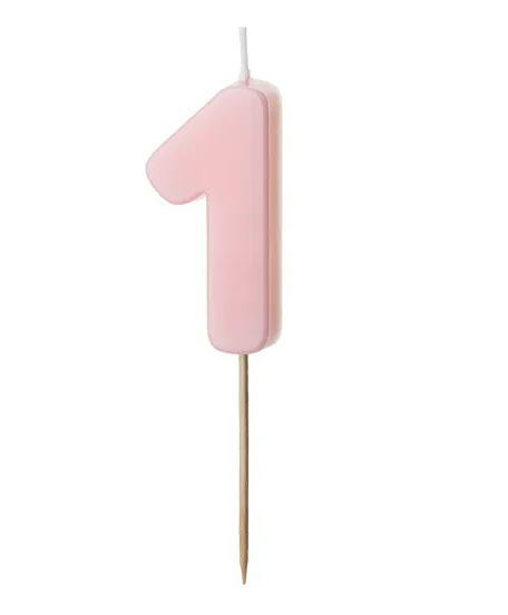 Kerze - Zahl - 1 - Rosa - 5.5cm