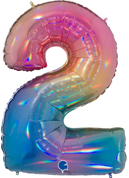 Folienballon - Zahl - 2 - Rainbow - 102cm