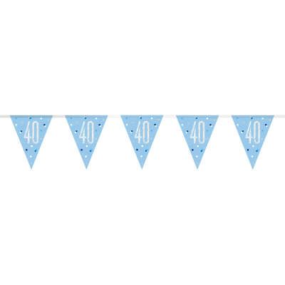 Wimpelgirlande - 40 - Blau/Silber glitzer - 2.74m