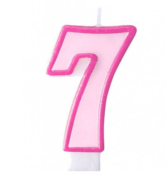 Kerze - Zahl - 7 - Rosa