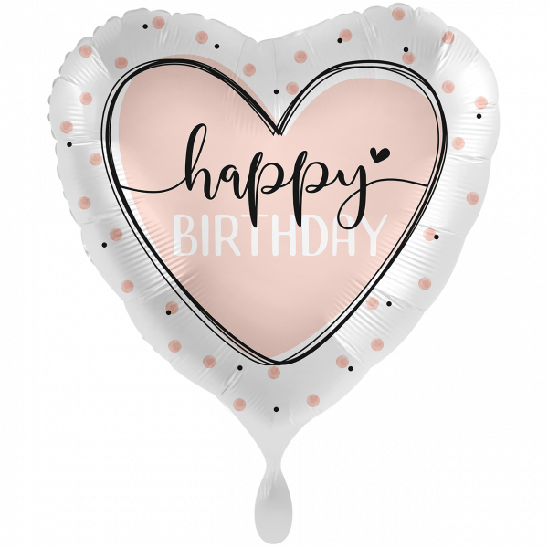 FolienballonXXL- Glossy Heart Birthday-Ø 71cm