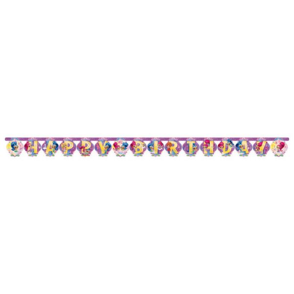 Banner/Girlande - Shimmer & Shine - Happy Birthday - 2m
