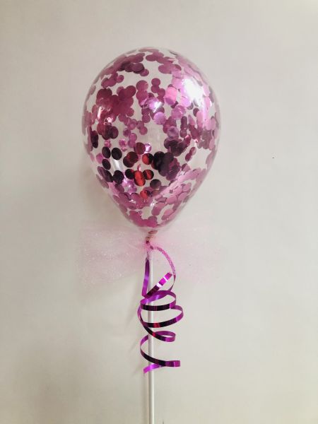 Konfetti Ballon Rosa mit Stäbchen 12cm Ø