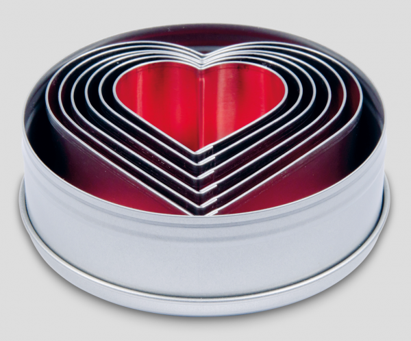 Ausstecher - Set - Weißblech - Herzen - 6 teilig - 4.5-9cm