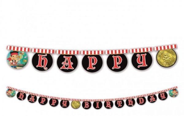 Banner/Girlande - Jake und die Nimmerland Piraten - Happy Birthday - 2.2m