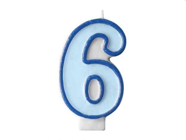 Kerze - Zahl - 6 - Blau