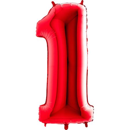 Folienballon - Zahl - 1 - Rot - 102cm