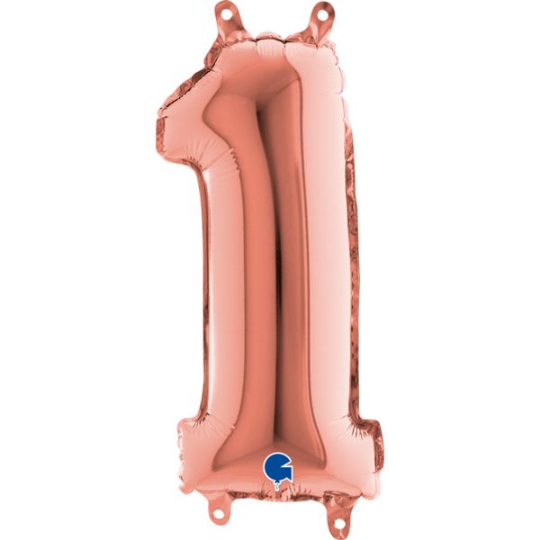 Folienballon - Zahl - 1 - Rosegold - 36cm