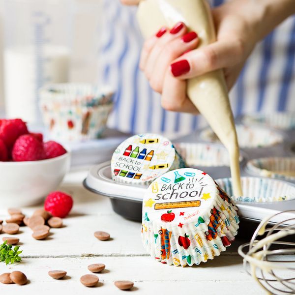 Cupcake/Muffin Förmchen - Back to scool - 36 Stück