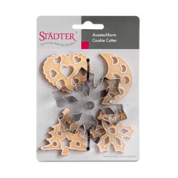 Ausstecher mit Ausstanzungen - Weihnachten - Eiskristall - 8x2.5cm