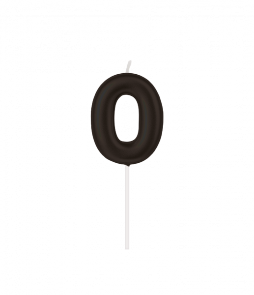 Kerze - Zahl - 0 - Schwarz - 6cm