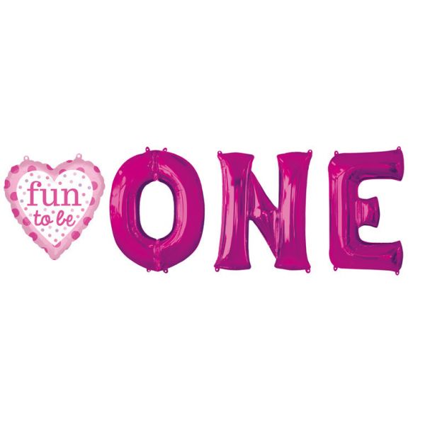 Folien Ballon Set Fun to Be ONE Pink