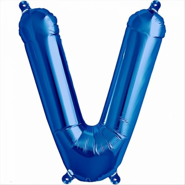 Folienballon - "V" - Blau - 41cm