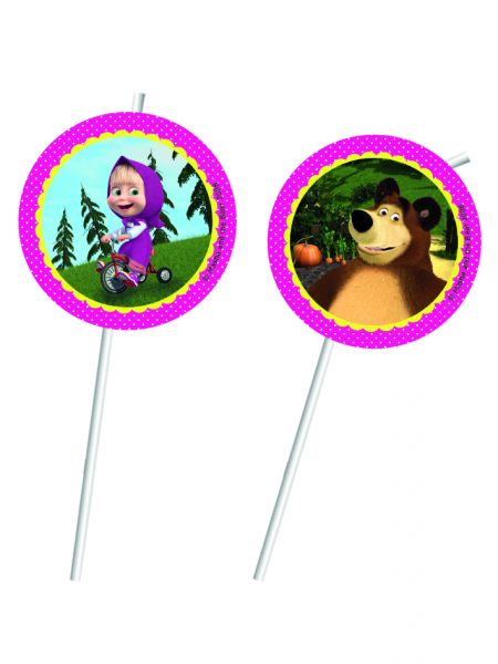 Strohhalme - Plastik - Mascha und der Bär - 6 Stück