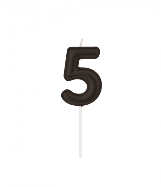 Kerze - Zahl - 5 - Schwarz - 6cm