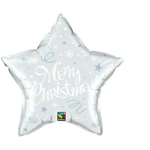 Folienballon - Stern - "Merry Christmas" - Silber - 51cm