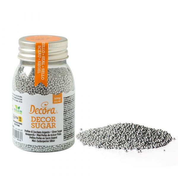 Mini Zuckerperlen Metallic silber 100g Ø1.5mm